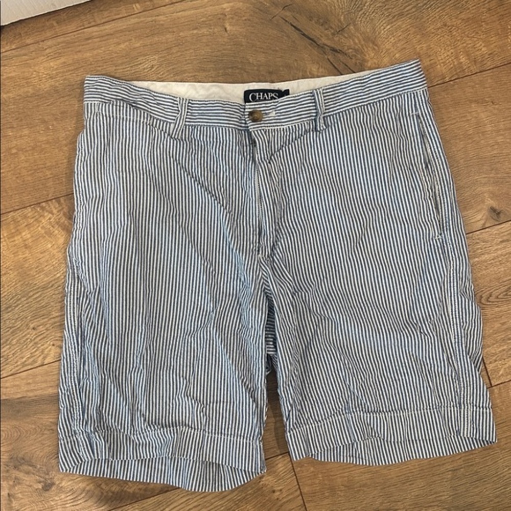 Chaps Blue and White Striped Shorts